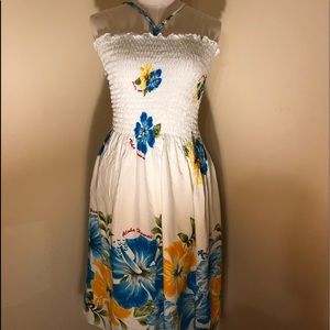 Hawaiian White Dress With Flowers (Size: OS)